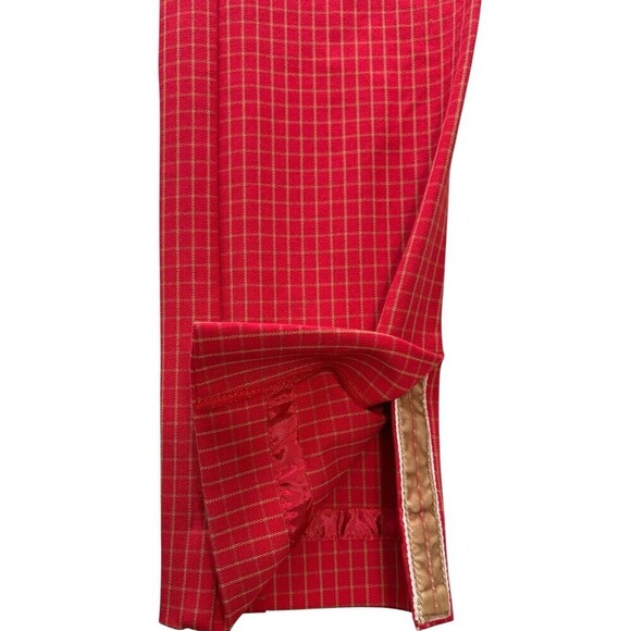 Anthropologie The Essential Slim Pant Peddle Pusher Ankle Windowpane Red Size 0 - Picture 9 of 14